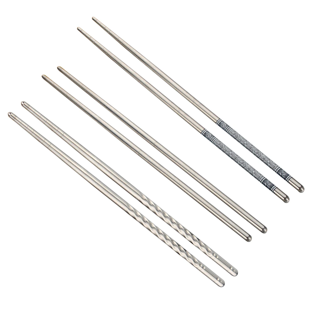 3 пары Нескользящие палочки для еды из нержавеющей стали | Дом и сад