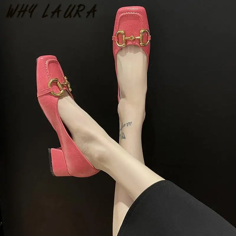 

Женские удобные туфли на высоком каблуке, туфли на высоком каблуке с квадратным носком, элегантная обувь для женщин, лето 2021