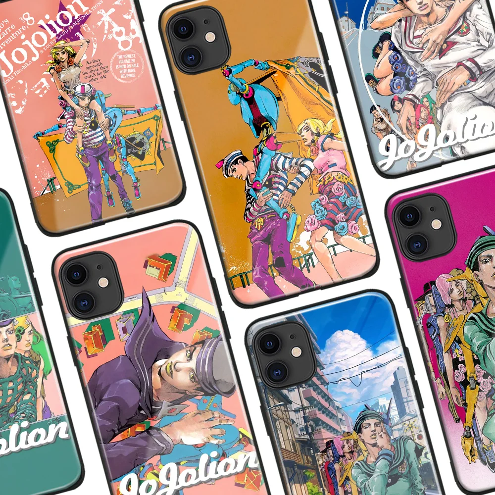 Чехлы JoJolion для IPhone 11 12 13 Mini 14 Pro Max 6s X XS XR 6 7 8 14 Plus SE из мягкого ТПУ со стеклом