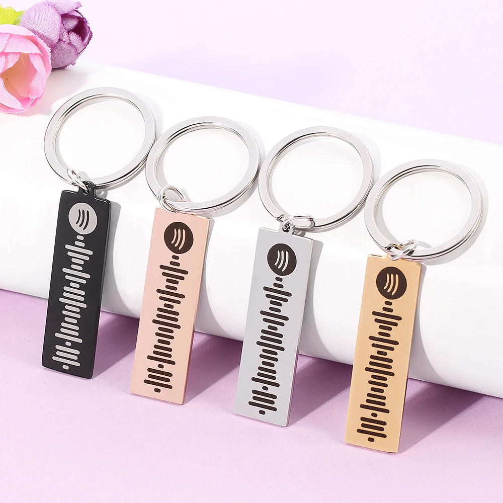 Personalized Keychain Custom Music Spotify Scan Code Keychain Stainless Steel Key Chain Ring Laser Engrave Spotify Code Jewelry images - 6