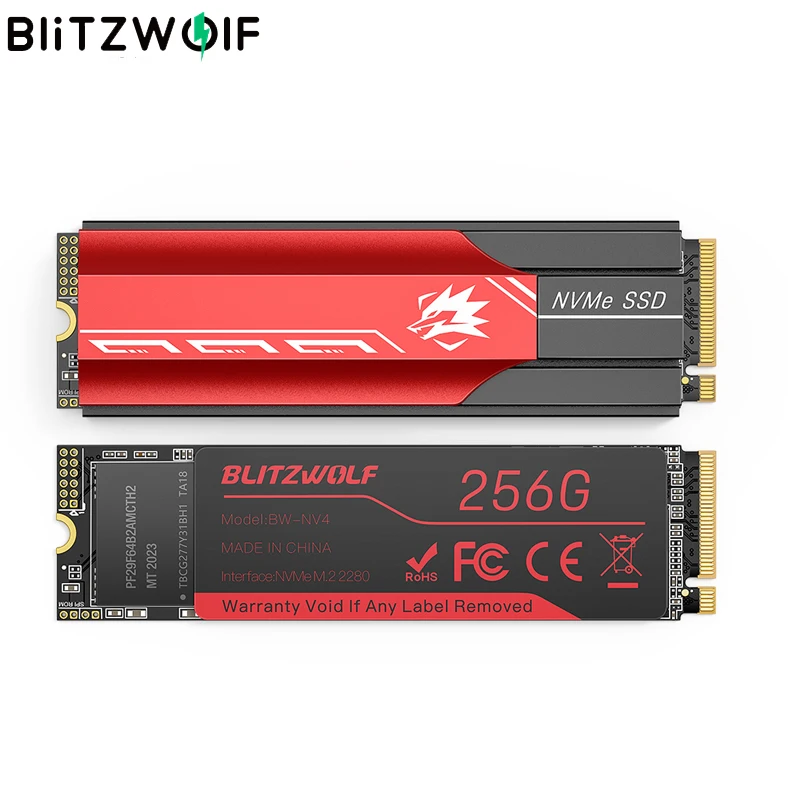 BlitzWolf BW-NV4 M.2 NVMe Game SSD Solid State Drive 256GB NVMe1.3 PCIe 3.0x4 SSD Solid State Disk for Desktop Laptop