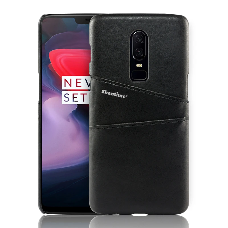 BLACK Обложка на заднюю панель из искусственной кожи для Oneplus 6, чехол-кошелек для Oneplus 2, деловой чехол для Oneplus 6 T, отделение для карт, чехол для телефона - Цвет: BLACK