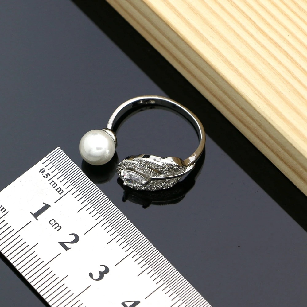 Серебряный Цвет Свадебный Жемчуг Ювелирные наборы натуральный белый циркон