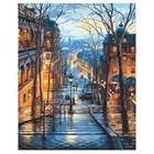 Алмазная вышивка LZAIQIZG, полноразмернаякруглая картина с изображением ночного города и улицы, Декор для дома, вышивка с Пейзажем ручной работы