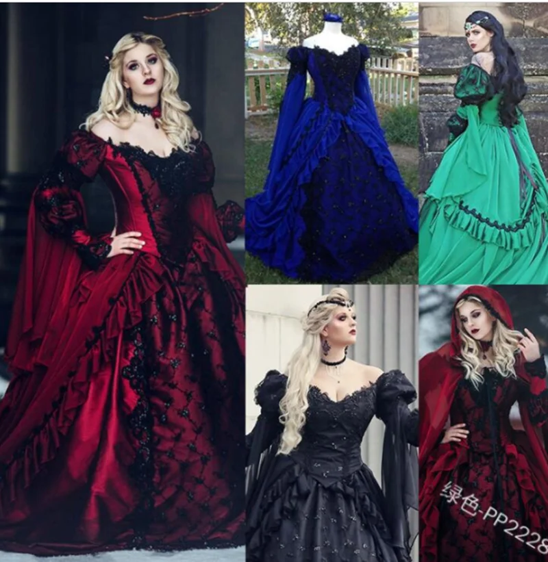 Винтаж с кружевами и воротником лодочкой длинное платье в викторианском стиле