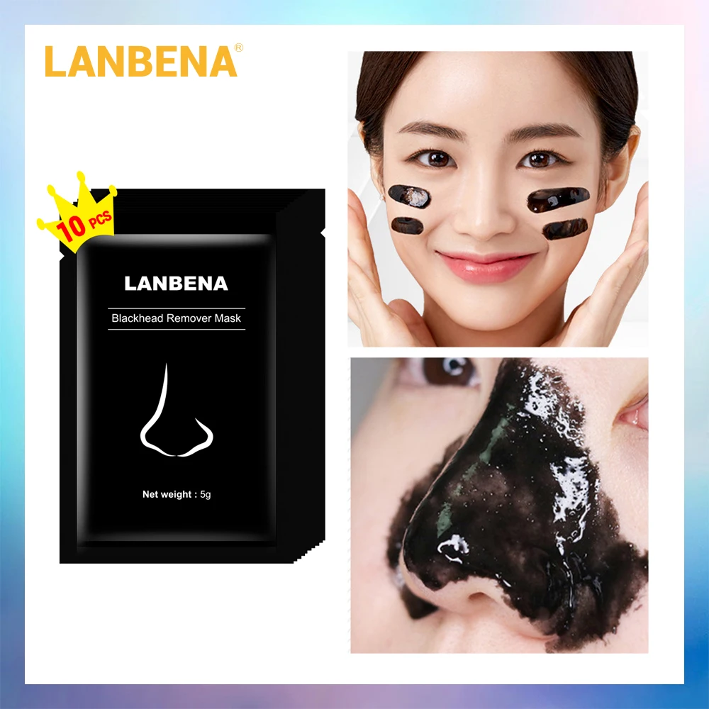 LANBENA, маска для удаления черных точек, маска для лица, лечение акне, пилинг, черная маска, полоска пор, маска для удаления черных точек, уход за кожей, 10 шт