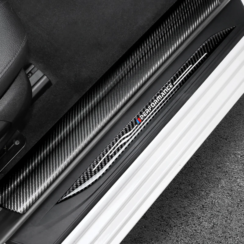 

For BMW F10 2011- Car Styling Sticker Carbon Fiber Leather Door Sill Scuff Plate Guards Door Sills Protector 4PCS/set