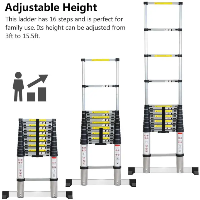 

Складная телескопическая лестница в елочку, 4,7 м, 15 ступенек, стабильная Нескользящая Алюминиевая Бытовая Стремянка, прямая лестница