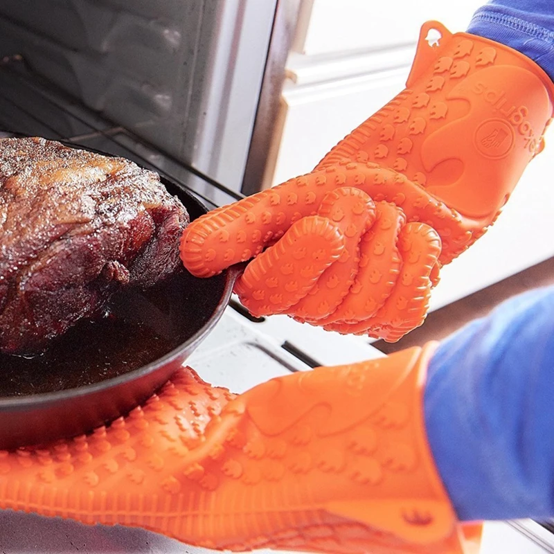 Кухонные термостойкие силиконовые перчатки держатель для посуды духовки