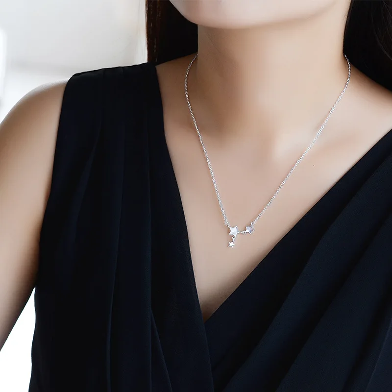 Женское колье чокер с тройной звездой серебряное ожерелье серебряным