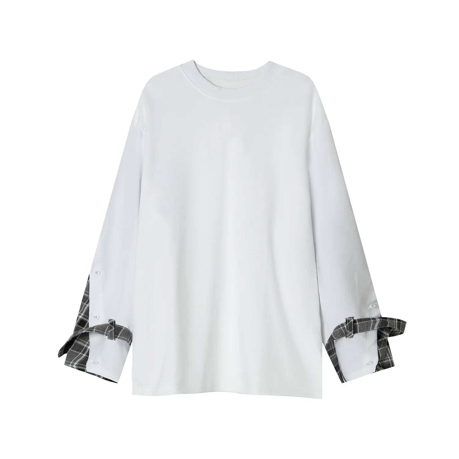 

MTL men's clothing | autumn 2021 new fashion Plaid stitching loose trend lazy style long sleeve top