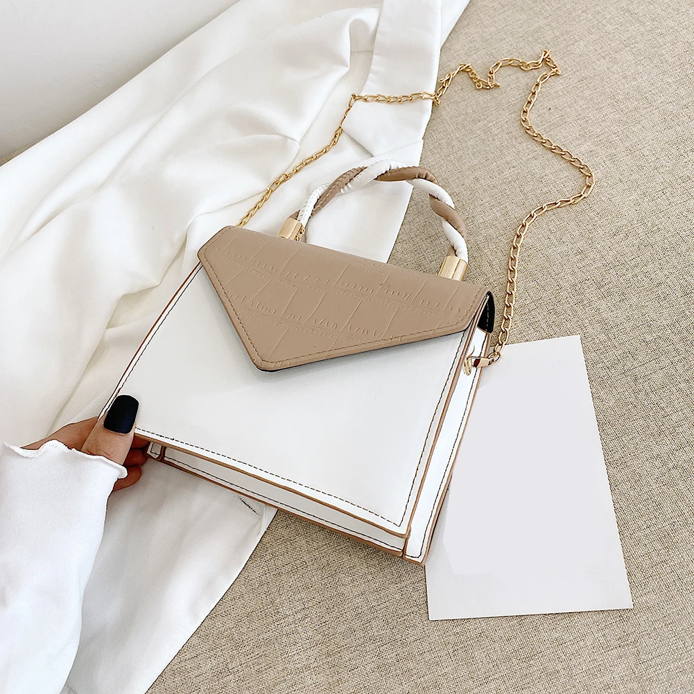 

Stone Pattern Shoulder Crossbody Messenger Bag for Women PU Leather Contrast Color Shoulder Bag Ladies Mini Top-handle Handbag