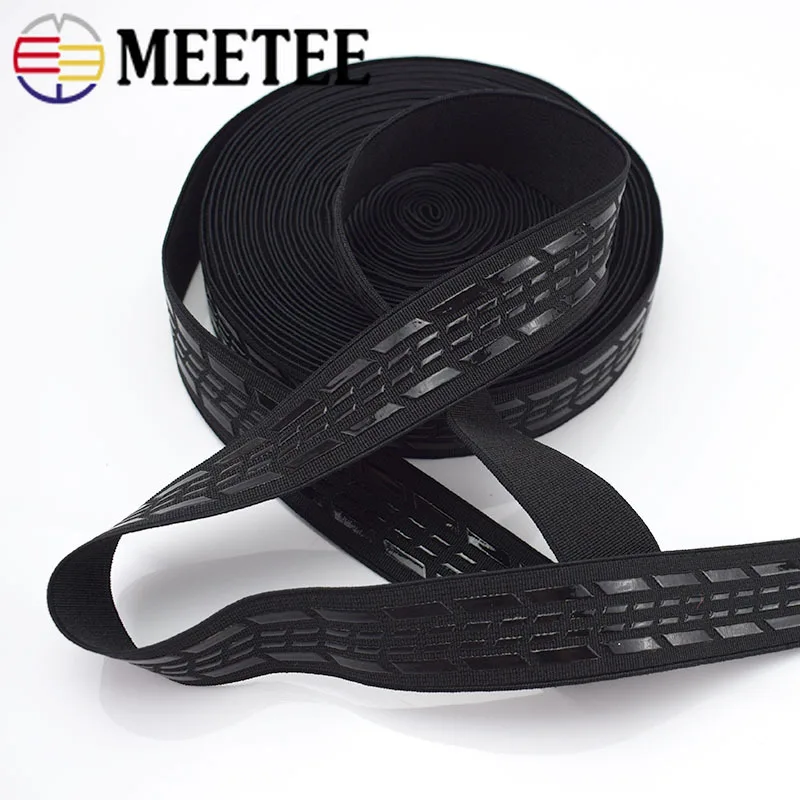 Meetee 2/5/10M 25 мм силиконовым противоскользящим покрытием черный Эластичная лента Спортивная пояс эластичная тесьма DIY открытый Костюмы швейная Материал