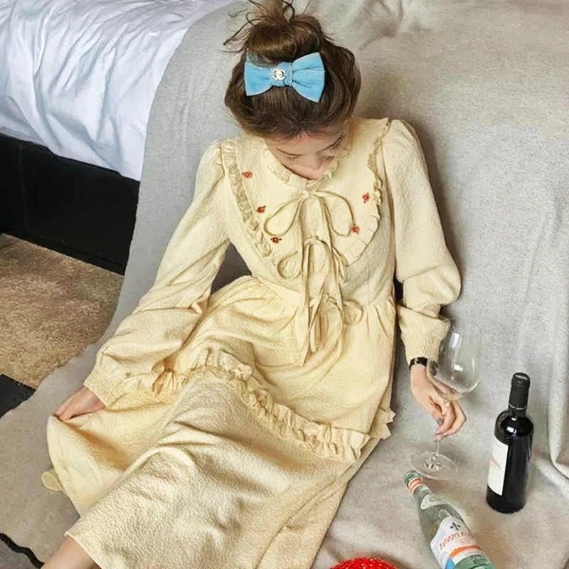 

Evening Korean Dress Women Solid Ruffles Fashion Dresses For Female Party Full Sleeve Office Lady Women's Clothing Autumn 2020