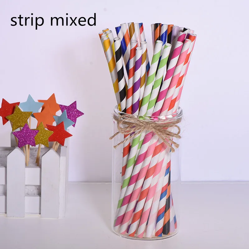 strip mixed 25 шт торт Топпер бумажные соломинки с фламинго для дня рождения украшения дети взрослые выпускные поставки одноразовые Коктейльные трубочки - Цвет: strip mixed