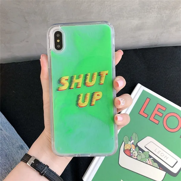 Shup Up Роскошный светящийся неоновый песок светится в темноте жидкий зыбучий песок чехол для телефона для iPhone 11 Pro MAX XS Max XR XS 7 8 6 Plus чехол - Цвет: Shup Up