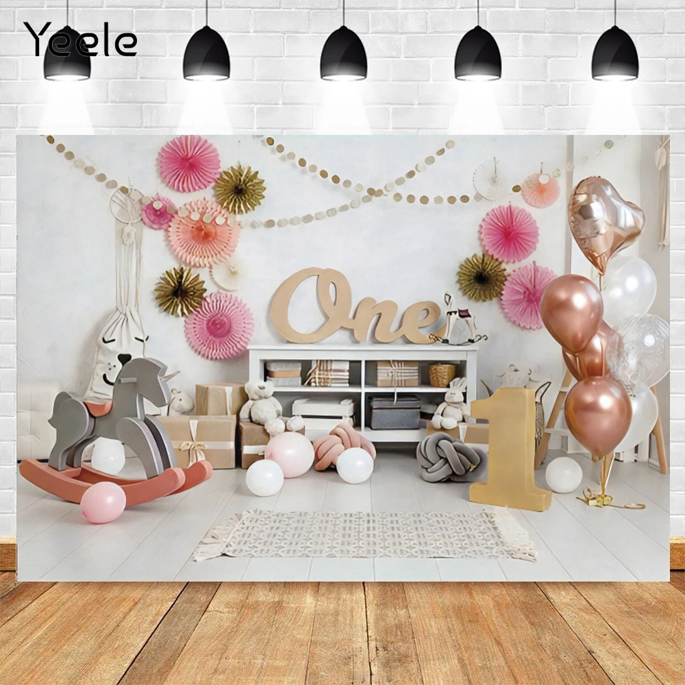 

Yeele комната для новорожденных 1st День рождения задний фон с изображением деревянного пола для фотосъемки с изображением виниловый фотограф...