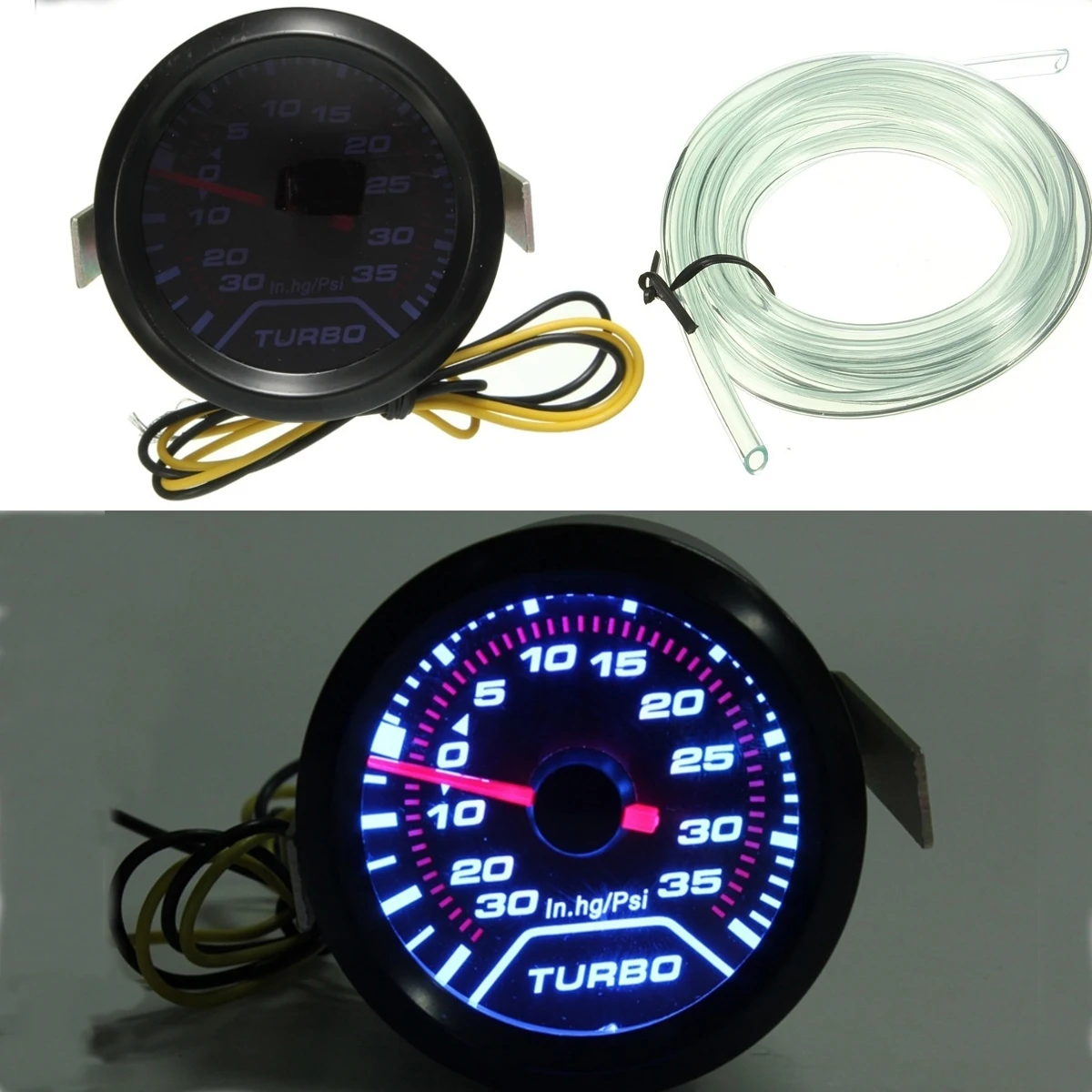 

2/1PCS Universal 52mm 2 Inch Car LED Pointer Turbo Boost Gauge LED Turbo Boost Pressure Gauge Meter