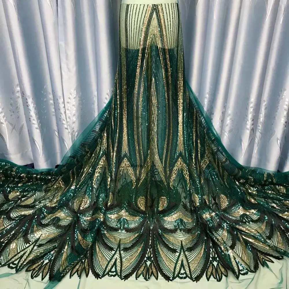 

African Net Lace Fabric 2020 High Quality Lace Nigerian Sequins Wedding Lace Fabrics Bride French Tulle Lace Material FJYU115