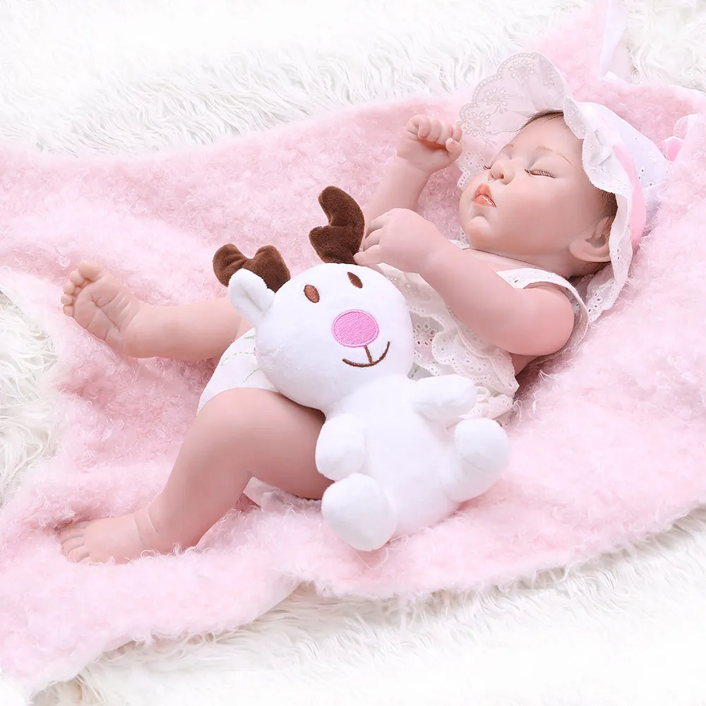 48 см 19 ''закрытыми глазами для новорожденных Reborn Baby Doll все силиконовая