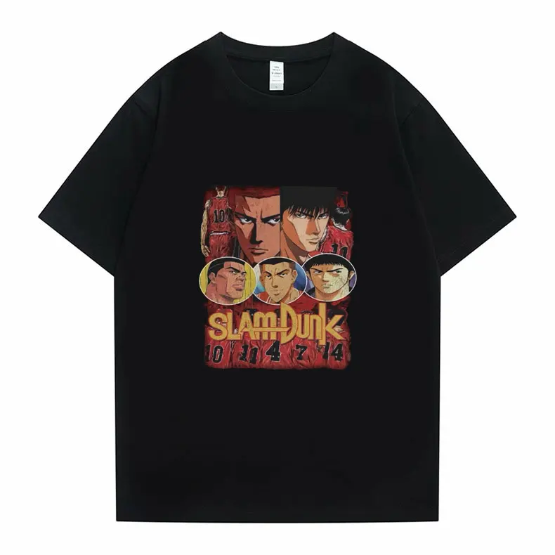 

Classic Anime SLAM DUNK Hanamichi Sakuragi and Kaede Rukawa Printed Tshirt Short Sleeve Men Women Fashion Brand Design T Shirts