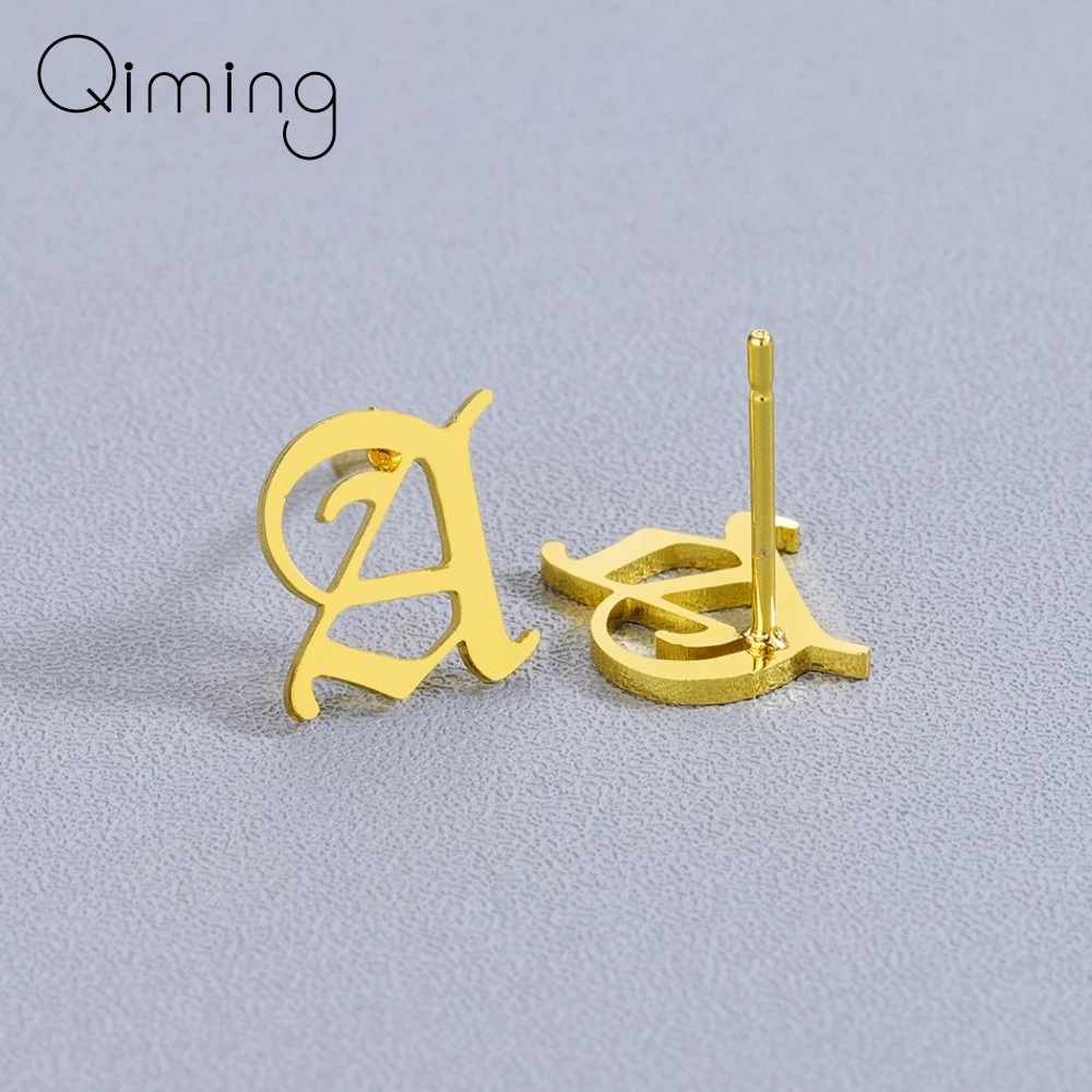 Серьги гвоздики женские из нержавеющей стали с буквами А|Серьги-гвоздики| |