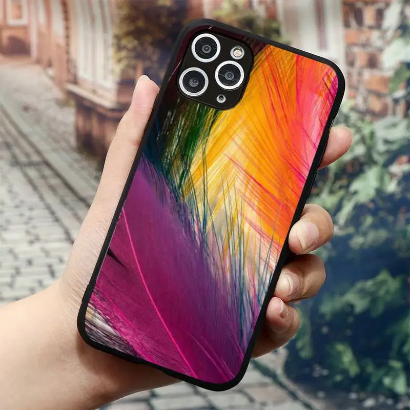 

Colorful Feathers Phone Case for iPhone 11 12 mini pro XS MAX 8 7 6 6S Plus X 5S SE 2020 XR