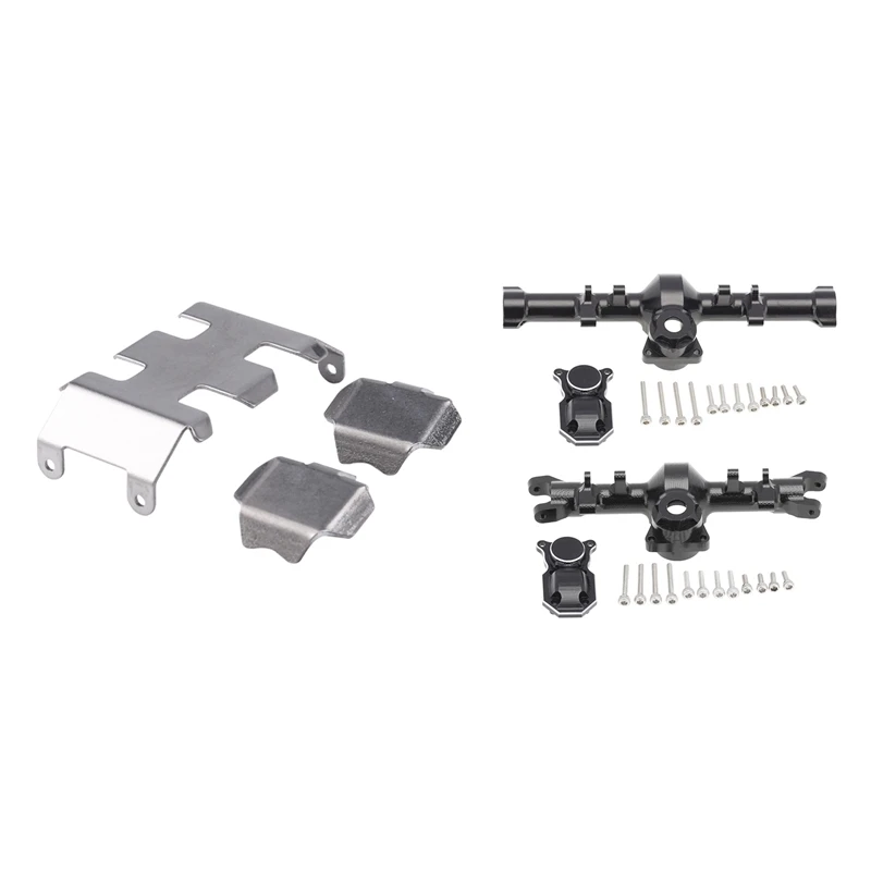 

2 Set RC Car Part: 1 Set Metal Chassis Armor Gearbox Axle Protector & 1 Set Metal Front Rear Axle Diff Cover