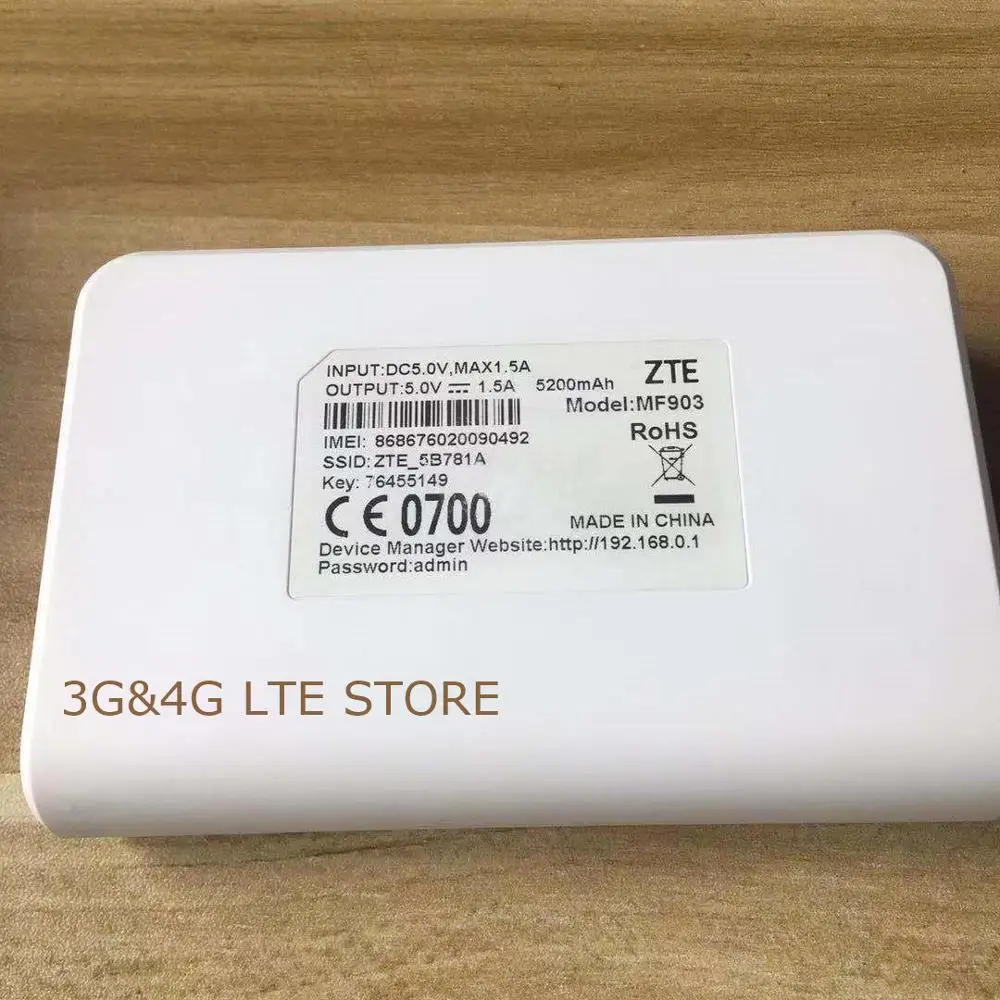 Разблокированный Карманный Wi Fi роутер ZTE MF903 4G LTE с внешним аккумулятором 5200 мАч и