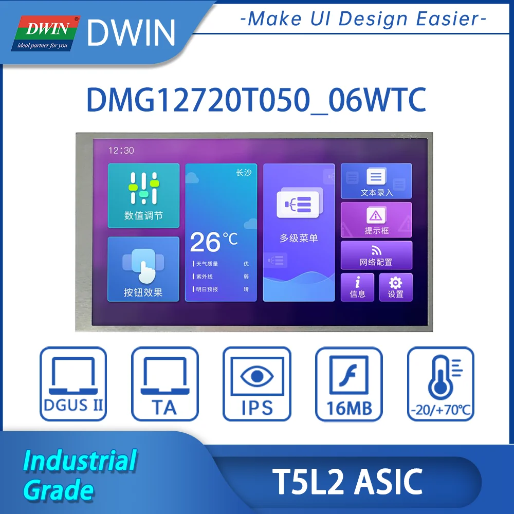 

DWIN 5.0Inch 720*1280 Progammable HMI TFT LCD Display For Arduino nano STM32 IPS Touch Screen Industrial Grade DMG12720T050_06W