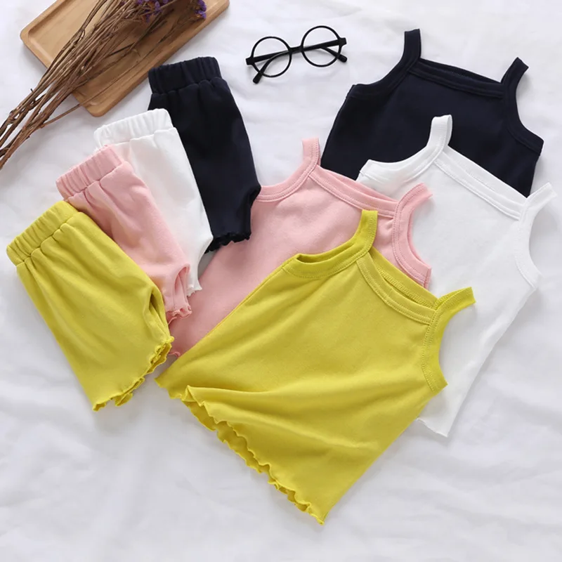 

Toddler Girl Summer Clothes Kids Suit For Girls Outfits Cotton Vest + Pants 2cps For Baby Girl Clothing Sets