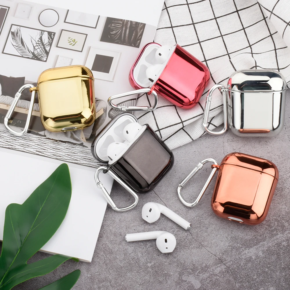 Гальванизированный Жесткий Чехол для наушников Apple Airpods Защитный чехол Коробка