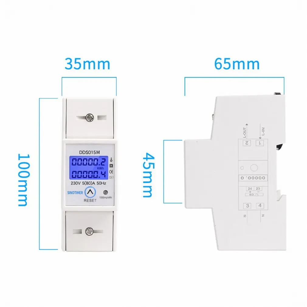 

5-80A AC 230V 50Hz Single Phase Wattmeter Power Consumption Watt Electric Energy Meter kWh with Reset Function