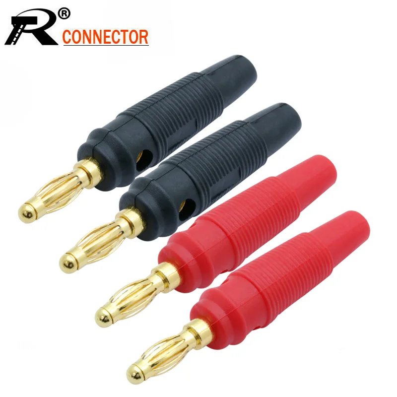 10 шт./лот 4 мм штекеры типа банан позолоченный аудиокабель для колонок штекерные