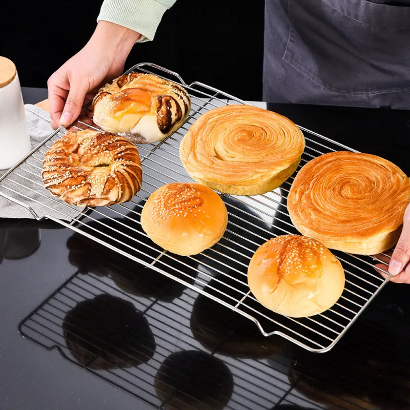 

1PC Stainless Steel Barbecue Grill Cooling Rack Wire Grid Bbq Net Oven Shelf Kitchen Outdoor Vegetables Meat Cooking Utensils