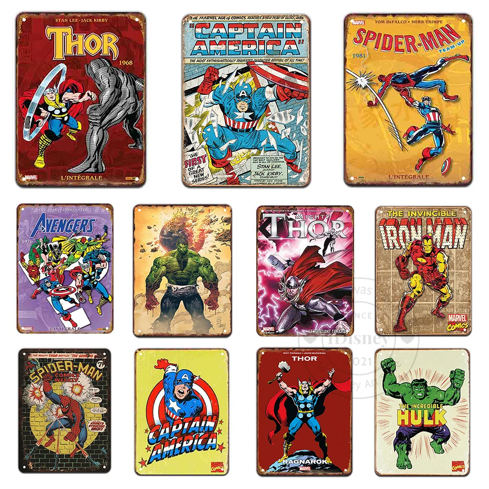 

Marvel Movie Clip ​Tin Signs Plate The Avengers Captain America Posters Art Cafe Vintage Metal Painting Wall Plaque Home Decor
