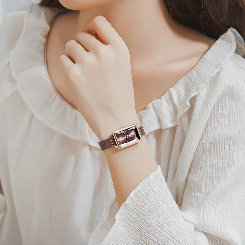 Часы Julius прямоугольные часы винно-красные женские тонкие кварцевые модные