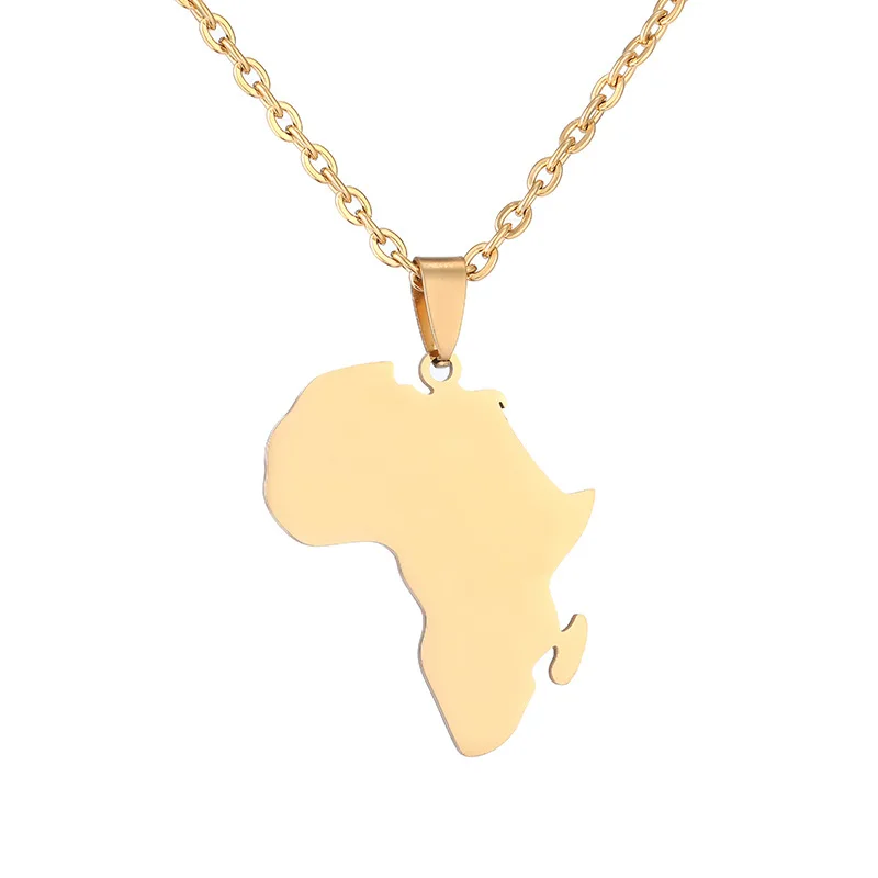 

African Africa Map Pendant & Chains Hiphop Gold Color Stainless Steel Nceklace For Women Men Jewelry Gift Wholesale Dropshipping