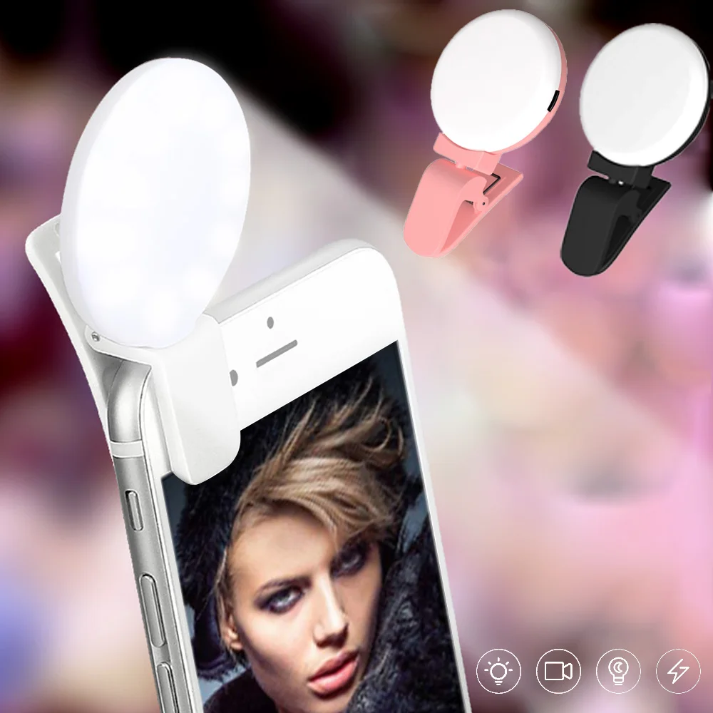 Перезаряжаемый заполняющий свет 10 Led камера повышающая съемка селфи кольцо света