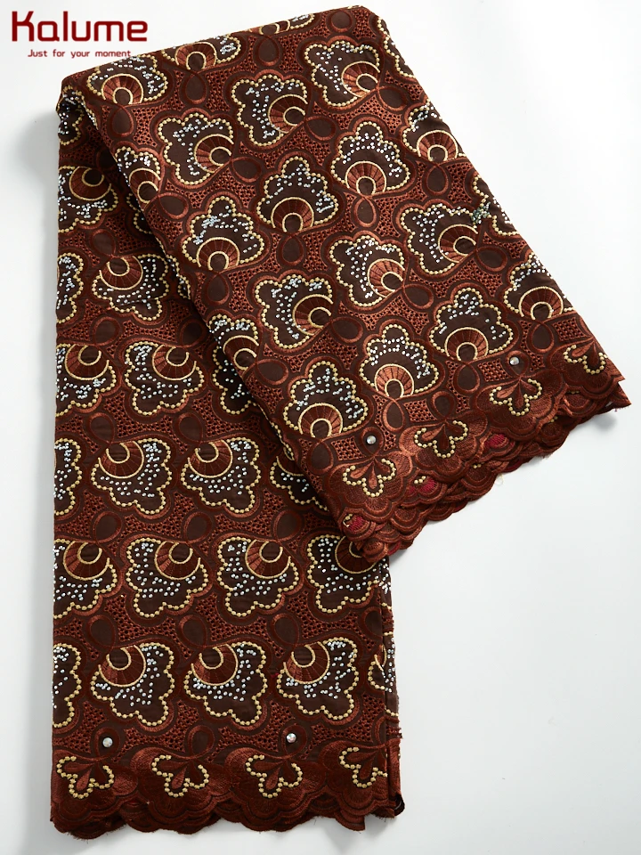 

Kalume African Cotton Lace Fabric With Stones 2021 Latest Nigerian Swiss Voile Cotton Lace Fabric For People Dress Party 2286