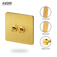 avoir golden brushed carved toggle switch wall light switch eu french electrical outlets sockets intermediat switches cat6 usb