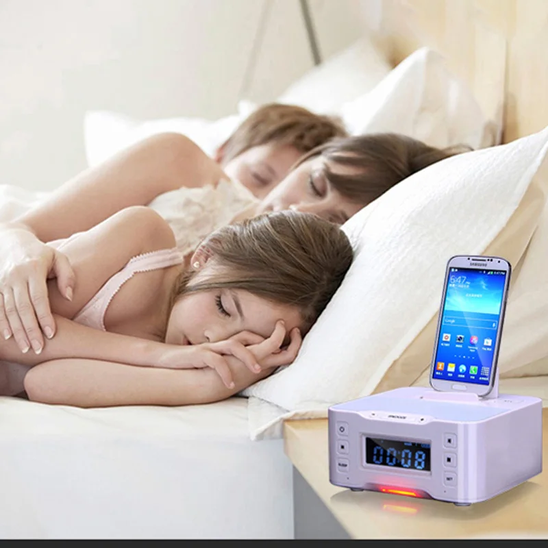 ЖК-дисплей цифровой Bluetooth Зарядка Док-станция для IOS Apple iPhone 6 7 8 X для samsung xiaomi Android зарядное устройство плеер FM будильник динамик