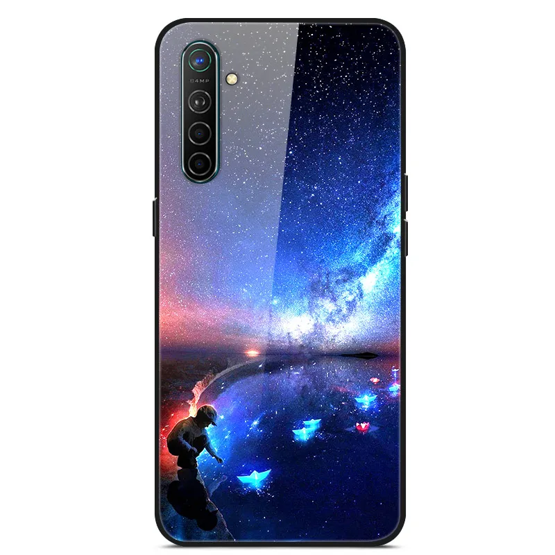 Чехол для Oppo Realme X2, чехол из закаленного твердого стекла для Oppo Realme XT X2 Pro, чехол, мягкий силиконовый бампер с принтом