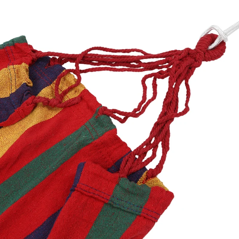 

190cm x 80cm Stripe Hang Bed Canvas Hammock 120kg Strong and Comfortable (Red)