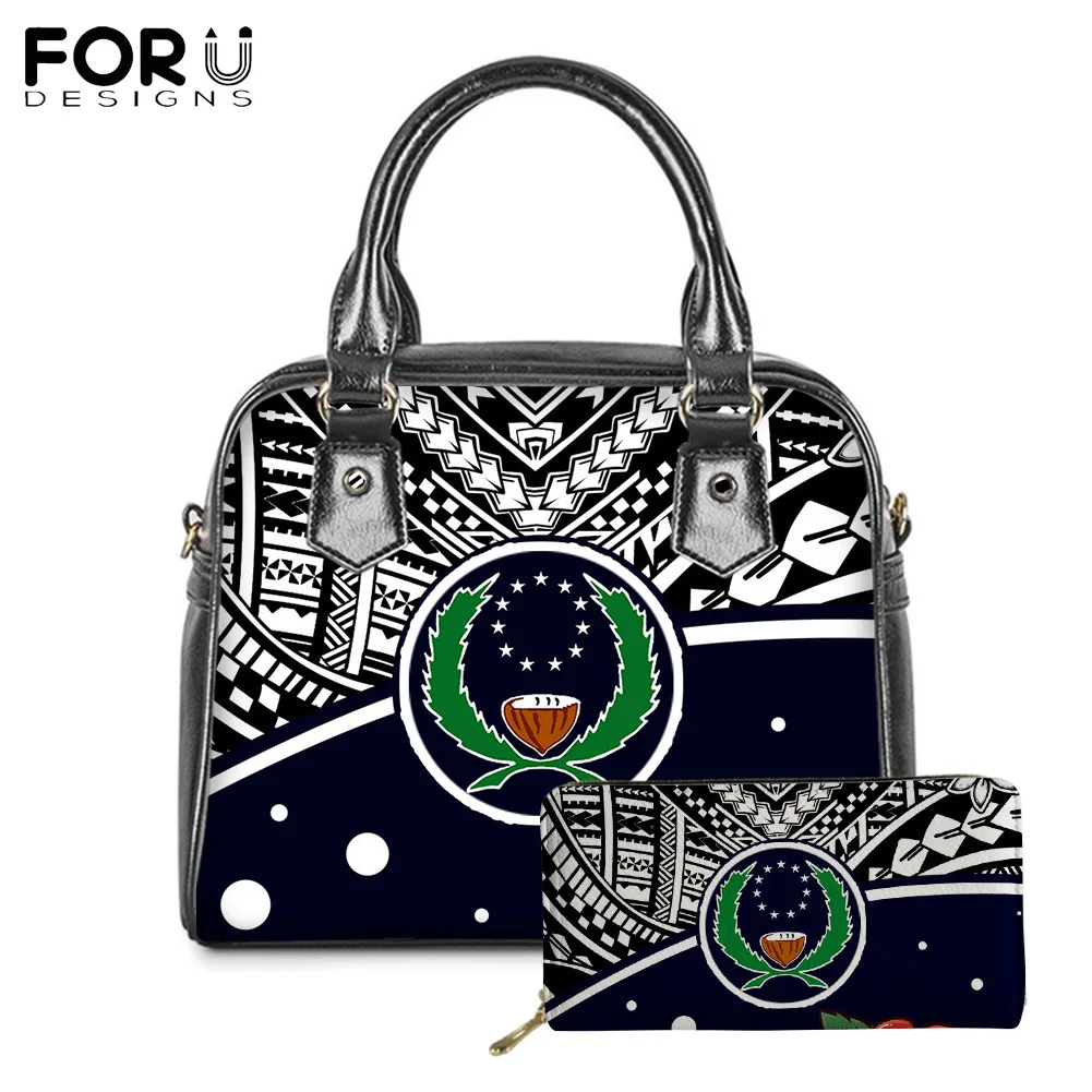 

Модная Сумка-тоут из искусственной кожи FORUDESIGNS и кошелек для женщин, плечевой кошелек Pohnpei, полинезийский роскошный дизайн, сумка-мессенджер...