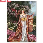 Картина из страз с изображением Восточной женщины, квадратная круглая мозаика с изображением дракона, вышивка крестиком, искусство рукоделия