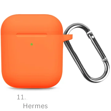 11 Orange Жидкие силиконовые наушники корпус для AirPods анти-грязь APPLE airpods чехол розовый черный темно-синий желтый красный - Цвет: 11 Orange