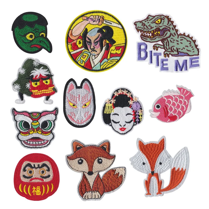 Buy New Animal Dinosaur Fox Fish Embroidered Cloth Sticker Japanese Patch Badge Clothing Accessories Clothes Stickers DIY on