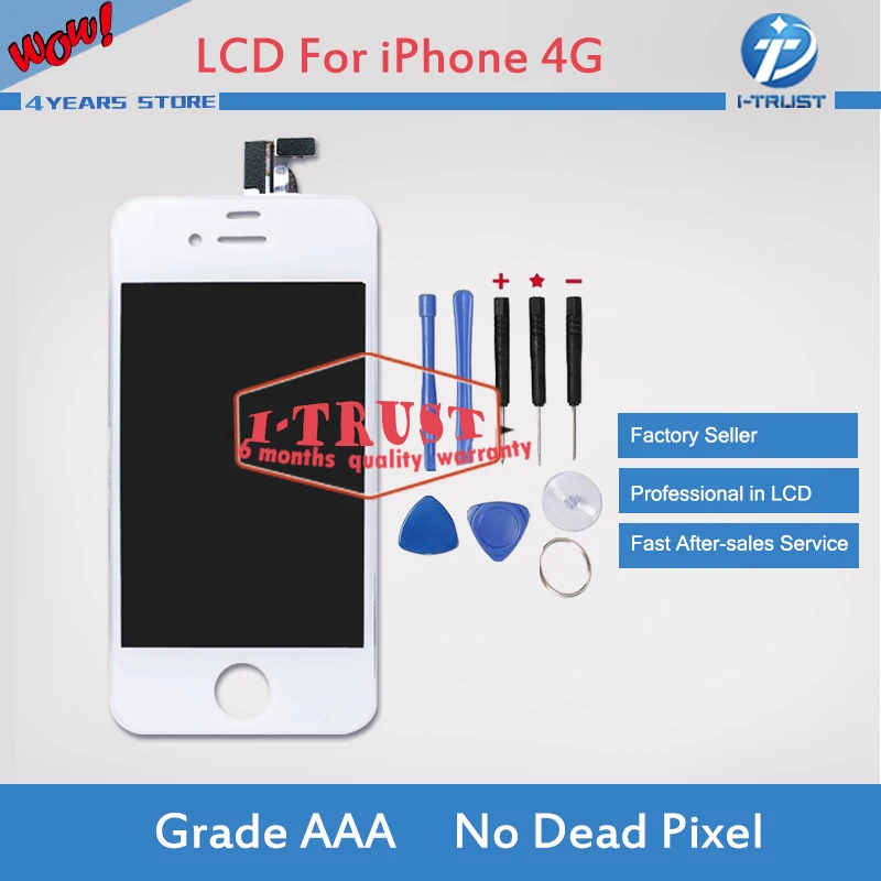ЖК дисплей класса A +++ для iPhone 4 без битых пикселей с сенсорным экраном дигитайзер