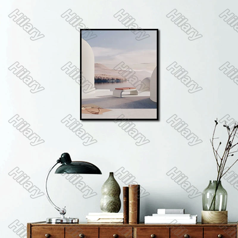 

Poster Lakeside Bench Autumn Scenery Canvas Painting Wall Art Nature Home Decoration for Living Room and Bedroom Frameless